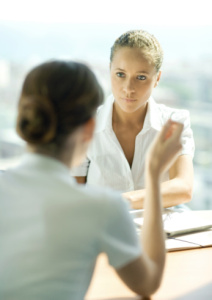 two women talking